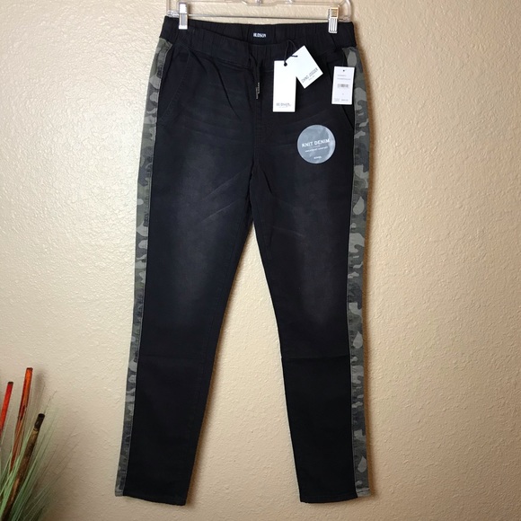 Hudson Knit Stretch Denim Chino Jogger Jeans Black & Camouflage Size XL - Picture 1 of 6